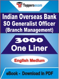 Indian Overseas Bank SO Generalist Officer (Branch Management) One Liner Book PDF in English