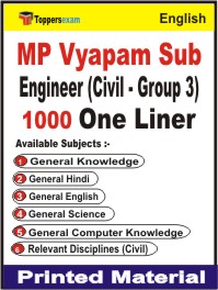 MP Vyapam Sub Engineer (Civil - Group 3) One Liner Book in English
