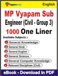 MP Vyapam Sub Engineer (Civil - Group 3) One Liner Book PDF in English