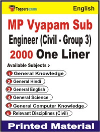 MP Vyapam Sub Engineer (Civil - Group 3) One Liner Book in English