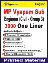 MP Vyapam Sub Engineer (Civil - Group 3) One Liner Book in English