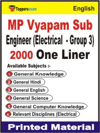 MP Vyapam Sub Engineer (Electrical - Group 3) One Liner Book in English