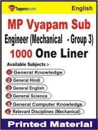 MP Vyapam Sub Engineer (Mechanical - Group 3) One Liner Book in English