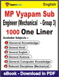 MP Vyapam Sub Engineer (Mechanical - Group 3) One Liner Book PDF in English