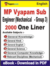 MP Vyapam Sub Engineer (Mechanical - Group 3) One Liner Book PDF in English