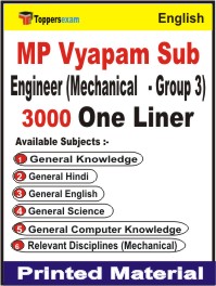 MP Vyapam Sub Engineer (Mechanical - Group 3) One Liner Book in English
