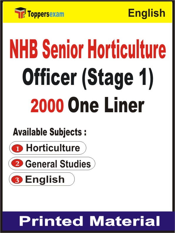NHB Senior Horticulture Officer (Stage 1) One Liner Book in English