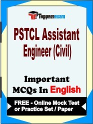 PSTCL Assistant Engineer (Civil) Exam Objective MCQs in English (Booklet), FREE - Online Mock Test or Practice Set / Paper