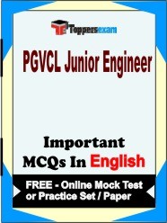 PGVCL Junior Engineer Exam Objective MCQs in English (Booklet), FREE - Online Mock Test or Practice Set / Paper