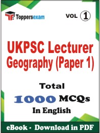 UKPSC Lecturer Geography (Paper 1) PDF Book in English - MCQ / Objective Questions (VOL.1)