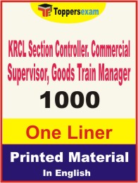KRCL Section Controller. Commercial Supervisor, Goods Train Manager One Liner Book in English
