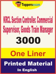 KRCL Section Controller. Commercial Supervisor, Goods Train Manager One Liner Book in English