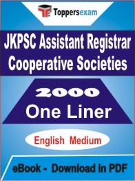 JKPSC Assistant Registrar Cooperative Societies One Liner Book PDF in English