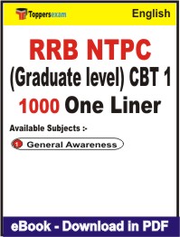 RRB NTPC (Graduate level) CBT 1 One Liner Book PDF in English