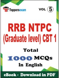 RRB NTPC (Graduate level) CBT 1 PDF Book In English - MCQ / Objective Questions (VOL.5)
