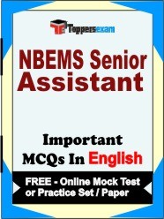 NBEMS Senior Assistant Exam Objective MCQs in English (Booklet), FREE - Online Mock Test or Practice Set /Paper