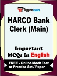 HARCO Bank Clerk (Main) Exam Objective MCQs in English (Booklet), FREE - Online Mock Test or Practice Set / Paper