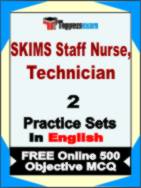 SKIMS Staff Nurse, Technician Test Book in English - Question Paper / Practice Set