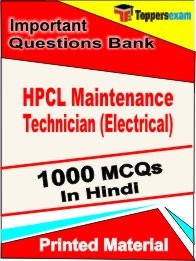 HPCL Maintenance Technician (Electrical) Exam 1000 Objective MCQ in Hindi (Printed Book)