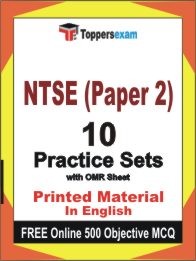 NTSE Paper 2 Exam 10 Practice Sets Book English & FREE Online 500 Objective MCQ.