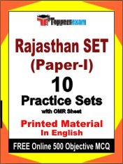 Rajasthan SET (Paper-1) Exam 10 Practice Sets Book English & FREE Online 500 Objective MCQ.