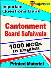 Cantonment Board Safaiwala Exam 1000 Objective MCQ / Question Bank in English Book / Printed Material.