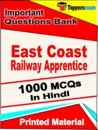 East Coast Railway Apprentice Exam 1000 Objective MCQ / Question Bank in Hindi Book / Printed Material.