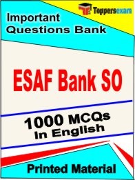 ESAF BANK SO Exam 1000 Objective MCQ / Question Bank in English Book / Printed Material.