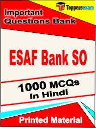 ESAF BANK SO Exam 1000 Objective MCQ / Question Bank in Hindi Book / Printed Material.