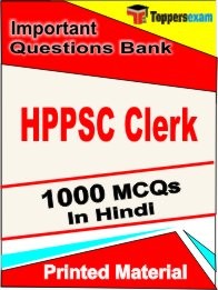 HPPSC CLERK Exam 1000 Objective MCQ / Question Bank in Hindi Book / Printed Material.