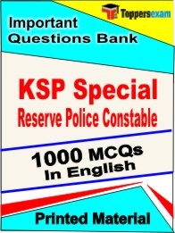 KSP Special Reserve Police Constable Exam 1000 Objective MCQ / Question Bank in English Book / Printed Material.