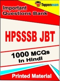 HPSSSB JBT Exam 1000 Objective MCQ / Question Bank in Hindi Book / Printed Material.