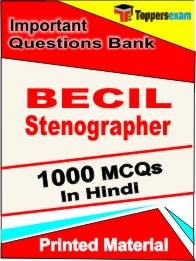 BECIL Stenographer Exam 1000 Objective MCQ / Question Bank in Hindi Book / Printed Material.