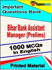 Bihar Bank Assistant Manager Prelims Exam 1000 Objective MCQ / Question Bank in English Book / Printed Material.