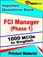 FCI Manager Phase 1 Exam 1000 Objective MCQ / Question Bank in English Book / Printed Material.