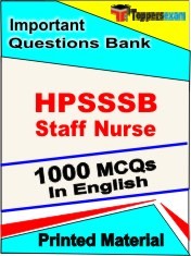 HPSSSB Staff Nurse Exam 1000 Objective MCQ / Question Bank in English Book / Printed Material.
