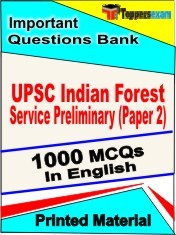 UPSC Indian Forest Service Preliminary Paper 2 Exam 1000 Objective MCQ / Question Bank in English Book / Printed Material.