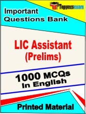 LIC Assistant Prelims Exam 1000 Objective MCQ / Question Bank in English Book / Printed Material.