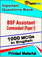 BSF Assistant Commandant Paper 1 Exam 1000 Objective MCQ / Question Bank in English Book / Printed Material.