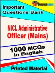 NICL Administrative Officer Mains Exam 1000 Objective MCQ / Question Bank in English Book / Printed Material.