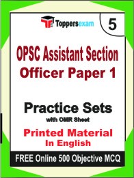 OPSC Assistant Section Officer Paper 1 Exam 5 Mock Test / Practice Sets Book English & FREE Online 500 Objective MCQ.