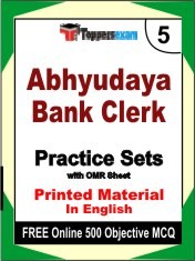 Abhyudaya Bank Clerk Exam 5 Mock Test / Practice Sets Book English & FREE Online 500 Objective MCQ.