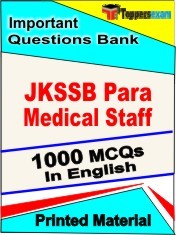 JKSSB PARA MEDICAL STAFF Exam 1000 Objective MCQ / Question Bank in English Book / Printed Material.