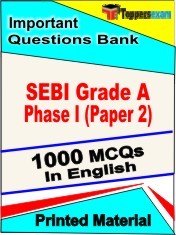 SEBI Grade A Phase 1 ( Paper 2) Exam 1000 Objective MCQ / Question Bank in English Book / Printed Material.