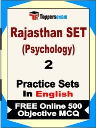 Rajasthan SET (Psychology) Exam 2 Mock Test / Practice Sets Book English & FREE Online 500 Objective MCQ.