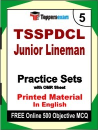 TSSPDCL Junior Lineman Exam 5 Mock Test / Practice Sets Book English & FREE Online 500 Objective MCQ.