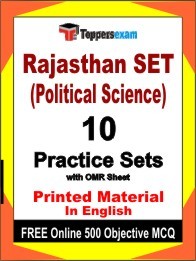 Rajasthan SET (Political Science) Exam 10 Practice Sets Book English & FREE Online 500 Objective MCQ.