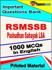 RSMSSB Pashudhan Sahayak LSA Exam 1000 Objective MCQ / Question Bank in English Book / Printed Material.