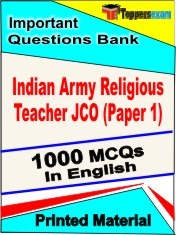 Indian Army Religious Teacher JCO Paper 1 Exam 1000 Objective MCQ / Question Bank in English Book / Printed Material.