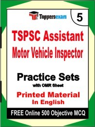 TSPSC Assistant Motor Vehicle Inspector Exam 5 Mock Test / Practice Sets Book English & FREE Online 500 Objective MCQ.